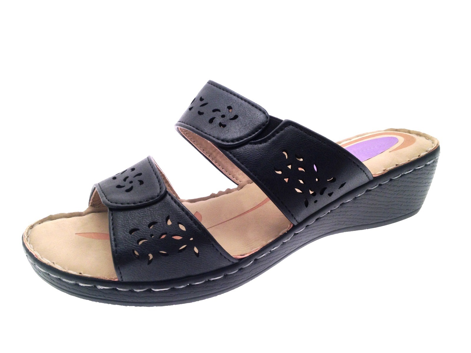 Womens Low Wedge Comfort Sandals Strappy Mules Ladies Summer Wedges